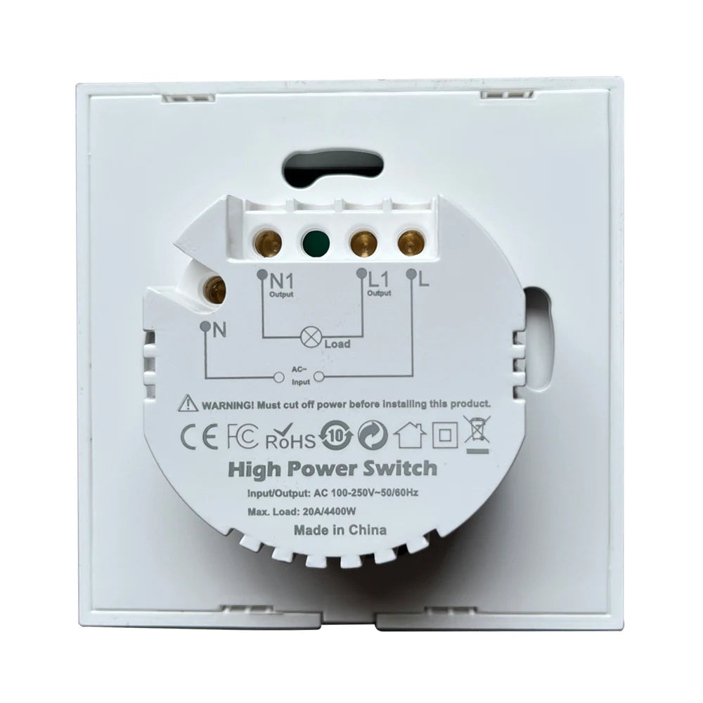 Interruptor Inteligente de Calentador de Agua Tuya 20A EU | Control Remoto App, Protección de Sobrecarga, Monitoreo de Energía, Compatible con Alexa