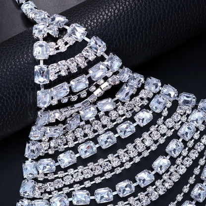 Sujetador Cuadrado Exagerado con Diamantes de Imitación - Joyería Corporal Sexy y Accesorios de Lencería para Mujeres