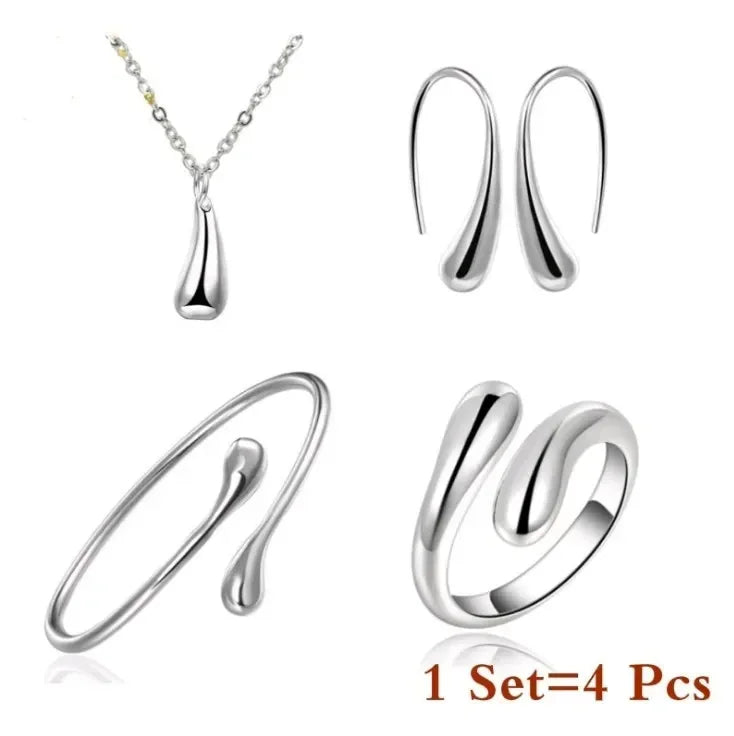 Juego de Joyas de Gota de Agua Personalizadas (4 Piezas)