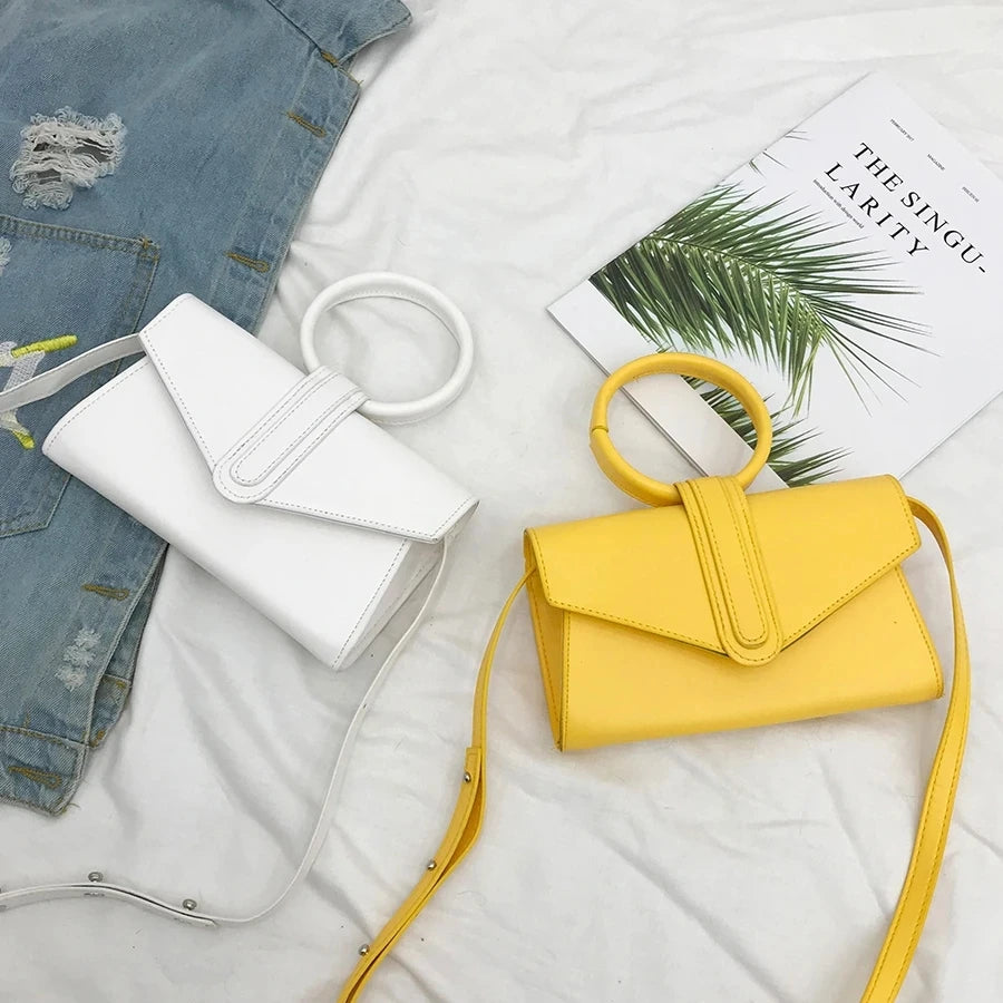 Bolso de Mano para Mujer, Diseño Simple y Elegante, Bolso de Cuero PU de Lujo, Color Sólido, Clutch de Moda