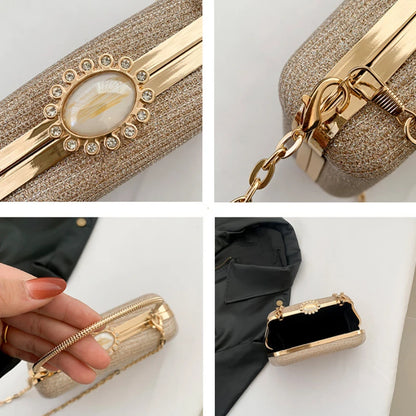 Bolso de Noche de Diseño Lujo para Mujeres, Marca de Fiesta, Banquete, Bolso con Brillos para Damas, Clutch de Boda con Cadena