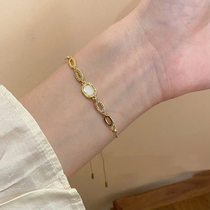 Pulsera Ajustable de Zirconia de Color Dorado 18K - Pulsera de Moda de Lujo para Mujer - Joyería de Fiesta y Regalos