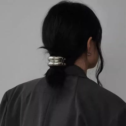 Elástico de Cabello Metálico Liso – Accesorio de Moda para Mujeres y Niñas