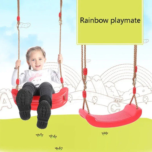 Columpio Infantil para Jardín con Cuerda Ajustable de Altura, Asiento Curvo para Interior y Exterior