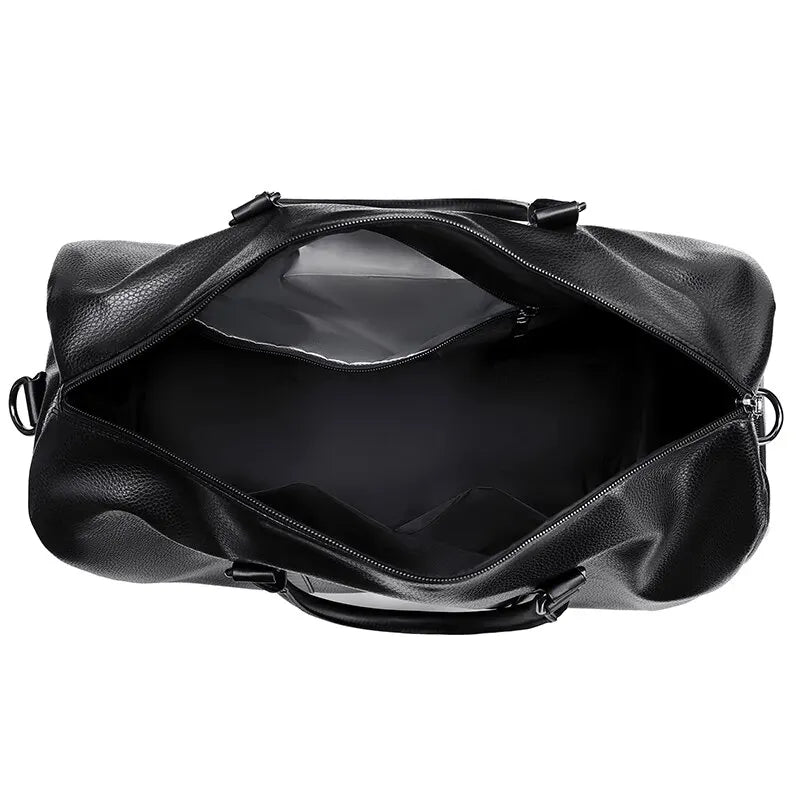 Bolso Retro Deportivo y de Viaje | Impermeable de Gran Capacidad | Bolsa de Entrenamiento PU con Compartimento para Zapatos