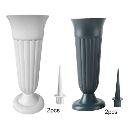 Jarrón Conmemorativo con Estaca y Base de Plástico para Exteriores - Decoración de Tumbas, Arreglo Floral, Paquete de 2