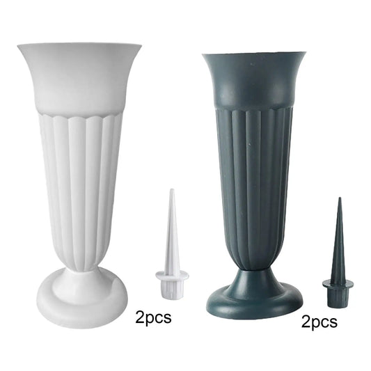 Jarrón Conmemorativo con Estaca y Base de Plástico para Exteriores - Decoración de Tumbas, Arreglo Floral, Paquete de 2
