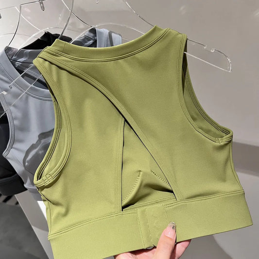 Lycar-Sujetador deportivo de tela para mujer, ropa interior deportiva con espalda hueca, mallas de entrenamiento