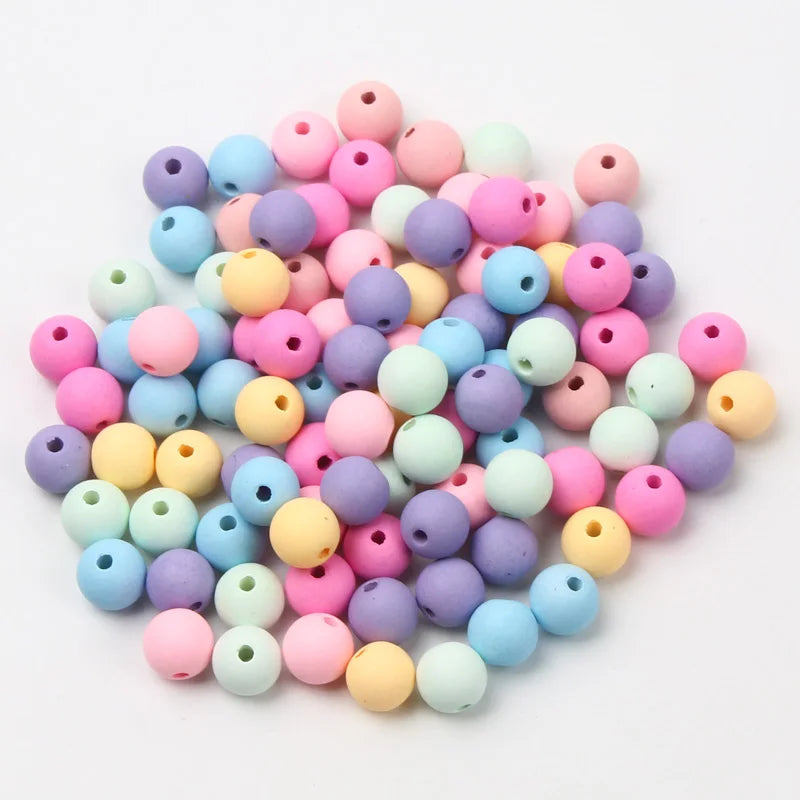 Cuentas Acrílicas Redondas Mate en Colores Macaron de 6/8/10mm, Espaciadores Sueltos para Joyería DIY, Pulseras y Collares