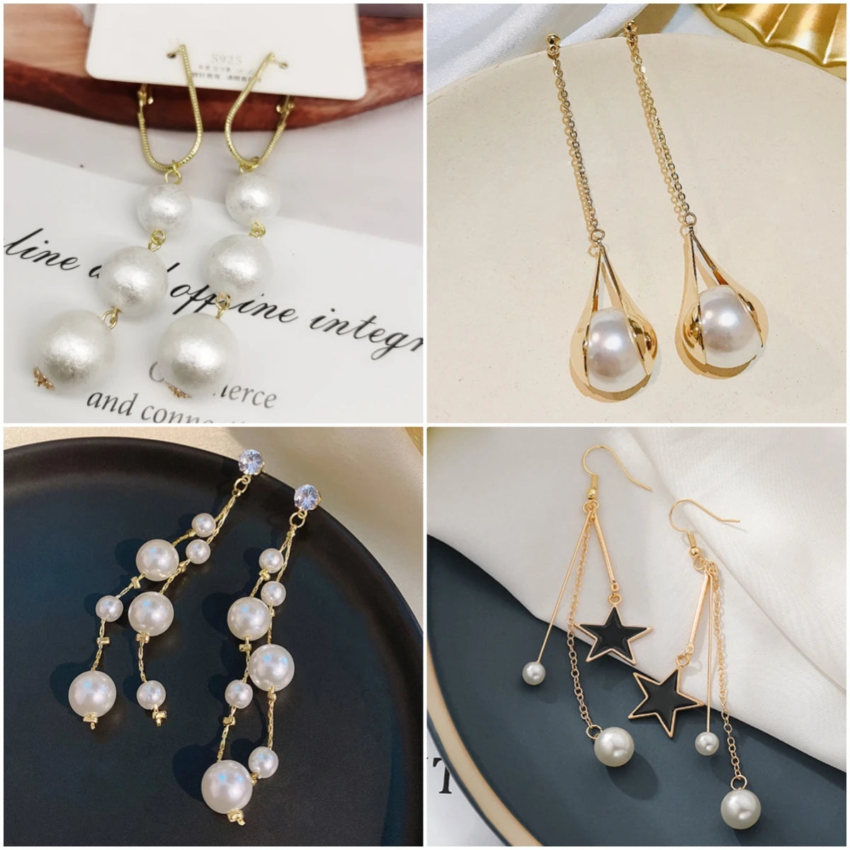 Pendientes de Perlas con Toque Floral y Estelar