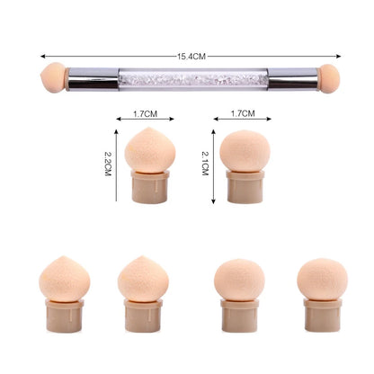 Cabezales de esponja de repuesto para uñas, pincel degradado de Color de esmalte de Gel, polvo brillante, bolígrafo de puntos para accesorios de manicura, herramientas
