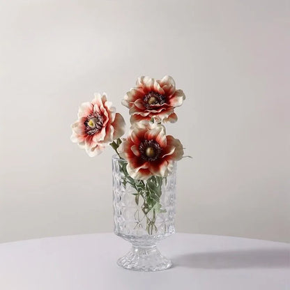 Jarrón de cristal transparente para decoración de sala de estar, Red de arreglo floral hidropónico Ins de alto nivel de apariencia, rojo simple