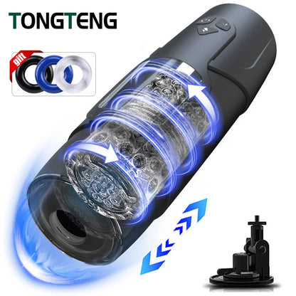 Copa Masturbadora Telescópica Automática para Hombres | Juguete Sexual Masculino con 7 Modos de Vibración, Succión, Rotación y Empuje