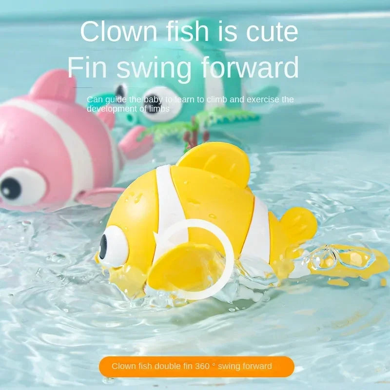Juguete de Baño para Bebés, Pez Payaso Flotante con Cuerda, Juguete de Natación para Bañera, Regalo para Niños y Niñas