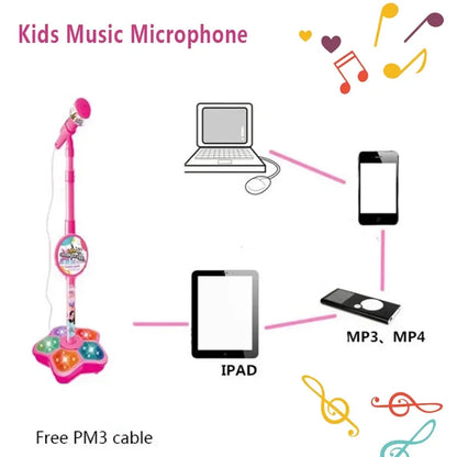 Micrófono Infantil con Soporte | Juguete Educativo de Karaoke para Niños | Regalo de Cumpleaños para Niñas y Niños