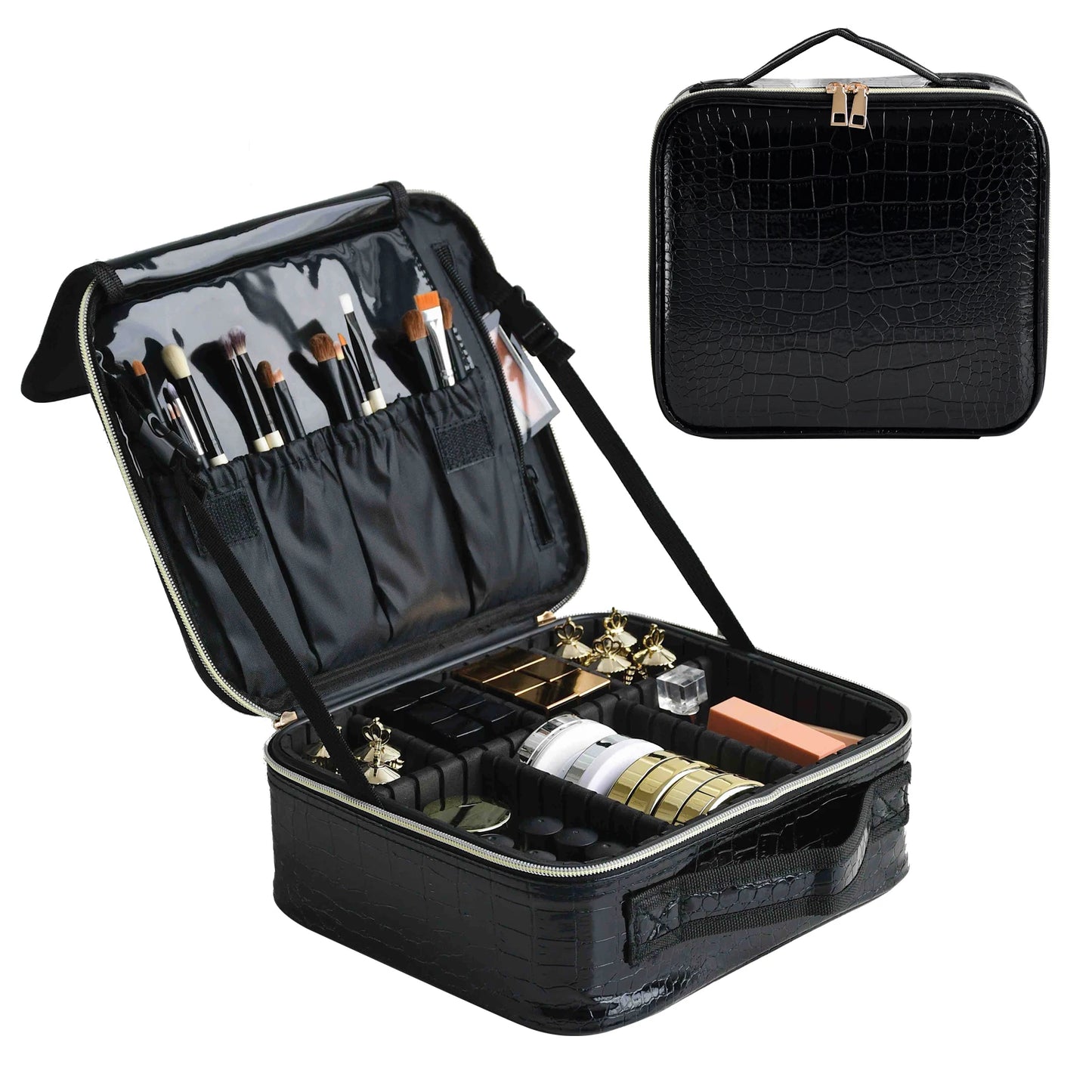 Neceser Multifuncional de Viaje para Mujeres - Estuche de Maquillaje Portátil de PU