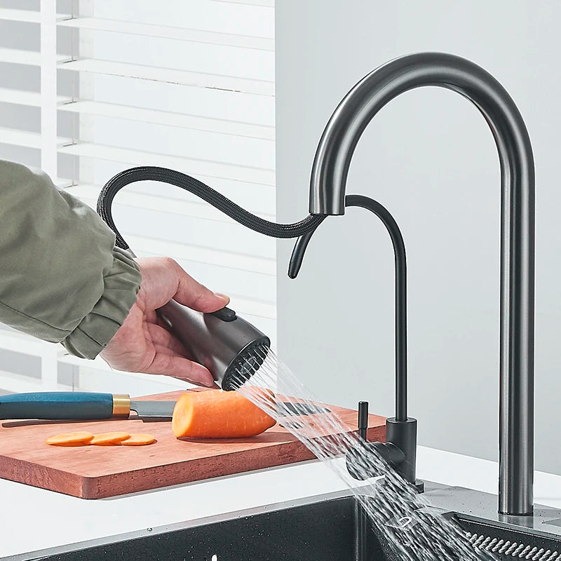 Fregadero de Cocina de Acero Inoxidable con Cascada y Pantalla Digital | Gran Fregadero de Un Solo Cuenco | Multifuncional con Tacto