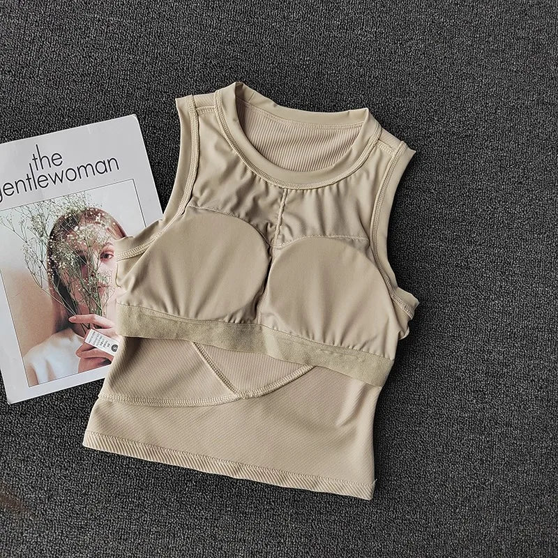 Sujetador Deportivo de Alta Fuerza para Mujer, Top de Yoga con Soporte Shockproof, Bra de Gimnasio Push-Up Padded para Running y Fitness