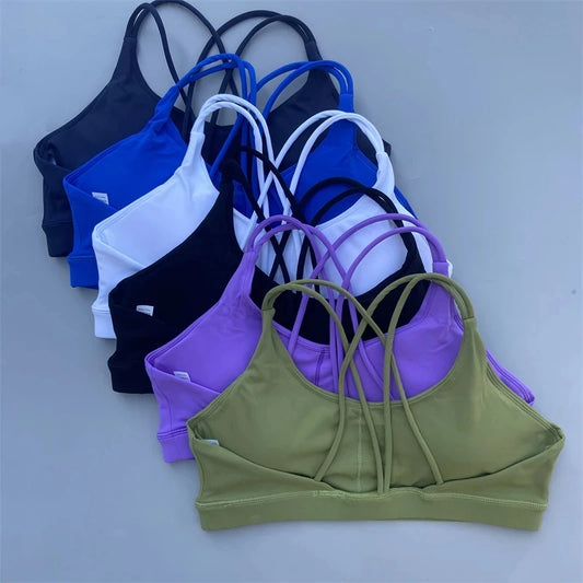 Sujetador de Fitness Suave de Alta Resistencia para Mujer - Top Deportivo Ajustado, Ropa Interior de Entrenamiento Integral, Gimnasio, Yoga, Almohadilla para el Pecho, Color Sólido