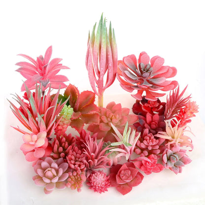 Plantas Artificiales de Bonsái para Decoración - Mini Suculentas Rojas y Rosadas para Hogar y Oficina