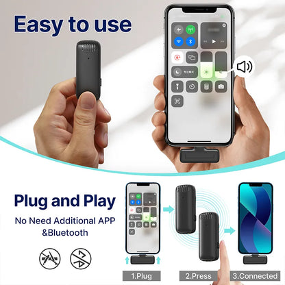 Sistema de Micrófono Inalámbrico Ulanzi J12 para Grabación de Audio y Video, Micrófono Mini Lavalier para iPhone, Android y Transmisiones en Vivo