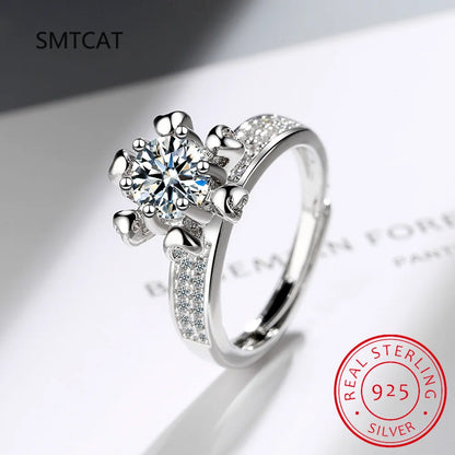 Anillo de compromiso de moissanita de 5,0 CT para mujer, sortija de diamante de laboratorio chapada en oro blanco de 14K, sortija de boda de plata de ley, joyería fina