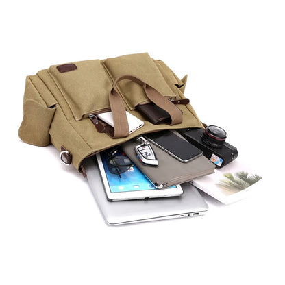 Bolso de Hombro para Hombre - Maletín Portátil de Gran Capacidad en Lona para Uso Diario y Oficina