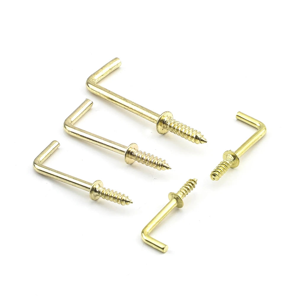 JUIDINTO 10-30 Pcs Ganchos de Tornillo en Forma de L Dorados - 1/2" y 3/4" de Acero al Carbono para Colgar en Pared