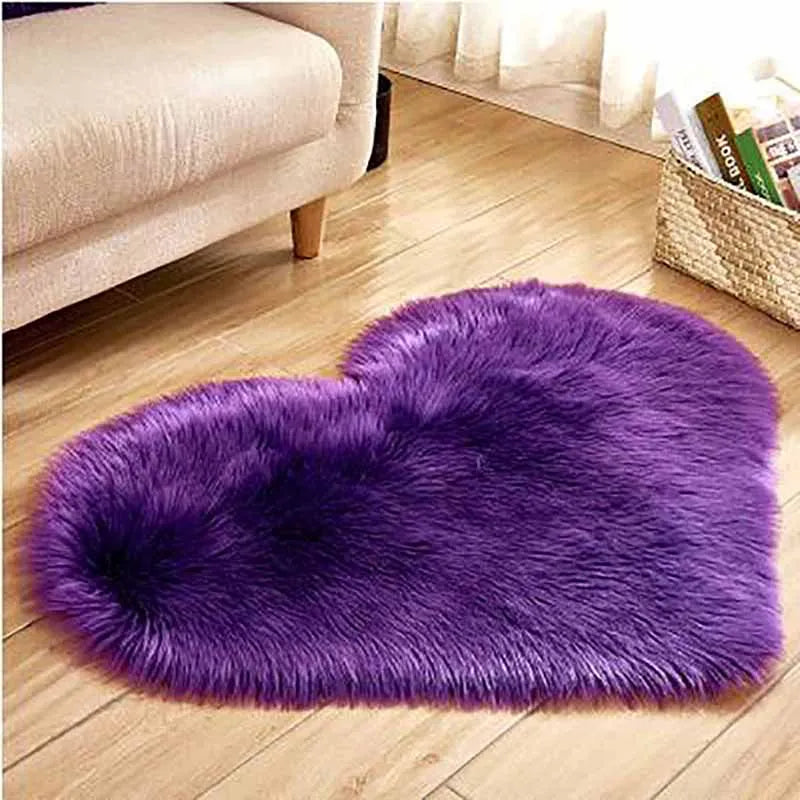 Alfombra de Felpa en Forma de Corazón para Sala de Estar, Alfombrilla Gruesa para Dormitorio, Ventana de Bahía para Niña Bonita, Textil para el Hogar 2024