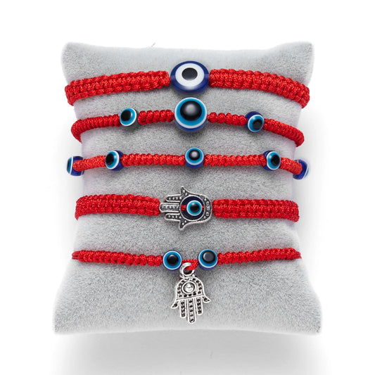 Pulsera de Protección Turca con Ojo de Demonio – Pulsera de la Suerte para Hombre y Mujer, Tejida a Mano en Rojo, Negro y Azul