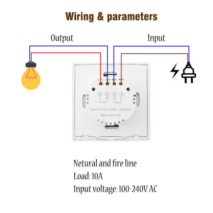 Cerhot Interruptor de Luz de Pared con Sensor Infrarrojo, Necesita Cable Neutro, Sin Necesidad de Tocar, 220V, Panel de Vidrio, EU/UK