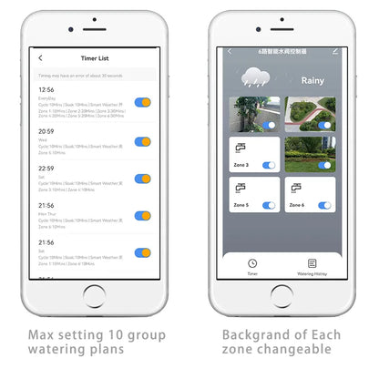Temporizador de Riego para Jardín con Conexión WIFI de 6 Zonas, Controlador de Riego de Válvula de Agua para Sistema de Riego Inteligente Tuya Smart Home