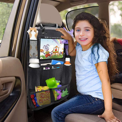 Organizador de Asiento Trasero de Coche con Soporte para Tableta y Protector de Almacenamiento, Impermeable y Duradero para Viajes