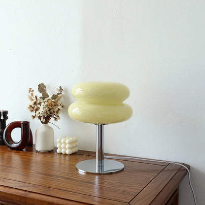 Lámpara de Mesa de Vidrio Macaron con Regulación Tricolor - Iluminación Atmosférica para Sala de Estar y Dormitorio - Luz Nocturna Protectora para los Ojos