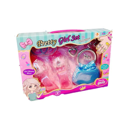 Set de Joyería para Niñas con Zapatos de Cristal, Collar, Corona, Aretes y Pulsera, Juguete de Maquillaje y Disfraz de Princesa para Juego de Rol