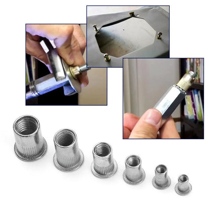 Kit de Herramientas de 100 Piezas con Tuercas Remachadas de Aluminio M3/M4/M5/M6/M8: Accesorios de Sujetadores para Pistola Remachadora, Pernos y Tuercas