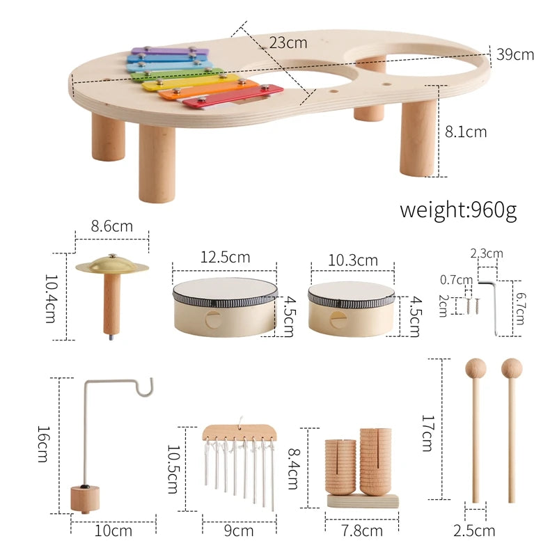 Instrumentos Musicales de Madera para Bebés - Juguete de Percusión Multifuncional, Piano de Ocho Tonos, Regalos de Cumpleaños Montessori