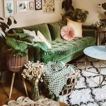 Sofá cama doble de tela de terciopelo francés Retro, estilo japonés, cómodo y elegante