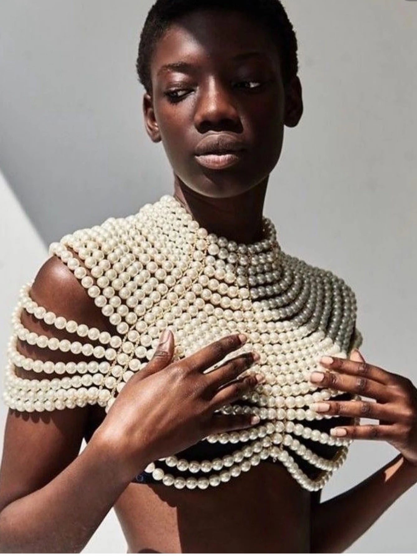 Cadena de Cuerpo de Perlas Barbiecore - Chal Nupcial, Joyería Elegante para Bodas y Fiestas (1 pieza)