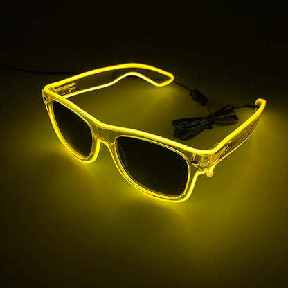 Gafas LED que Brillan en la Oscuridad, Neon Glow Sunglasses EL Wire, Artículos para Fiestas Neon, Lentes Luminosos para Niños y Adultos