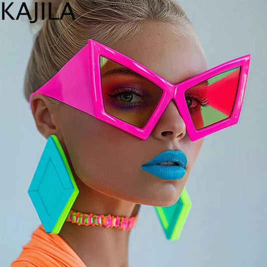 Gafas de Sol Ojo de Gato Oversized UV400 para Mujer | Estilo Punk y Protección a Prueba de Viento - Diseño de Montura Grande