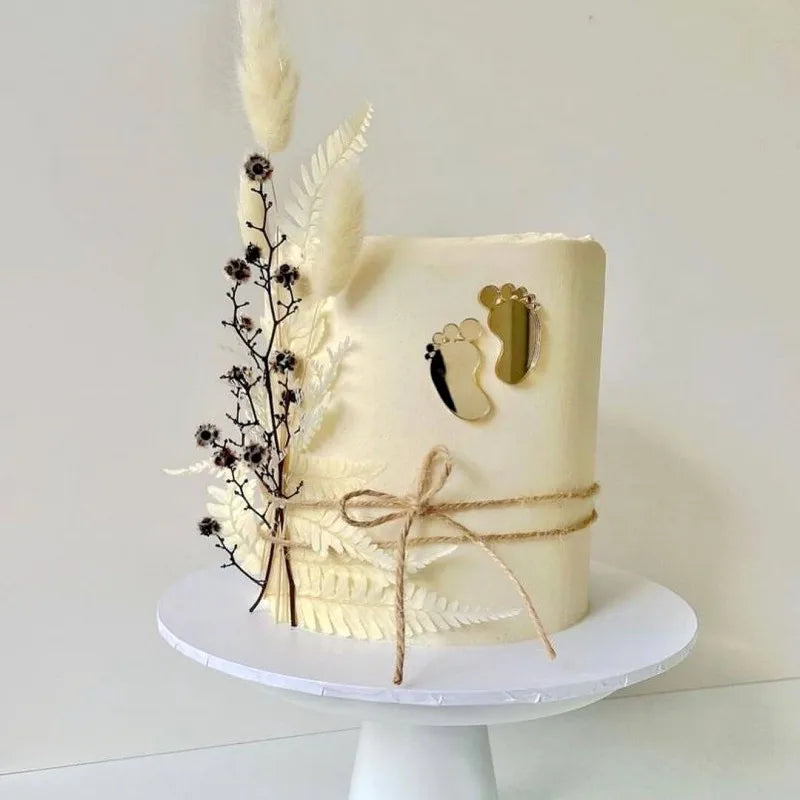 6 Piezas de Topper de Pastel Acrílico para Baby Shower – Decoración de Pies de Bebé para Revelación de Género y Primer Cumpleaños