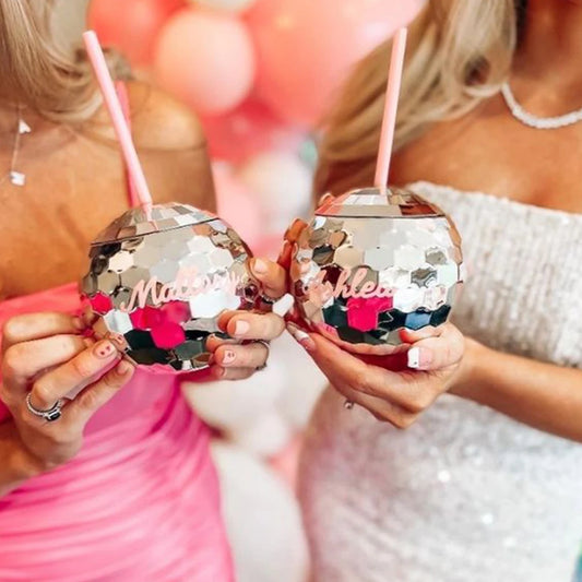 Copas de bola de discoteca para fiesta de despedida de soltera, Copa esférica de plástico para cumpleaños, boda, despedida de soltera, 1970
