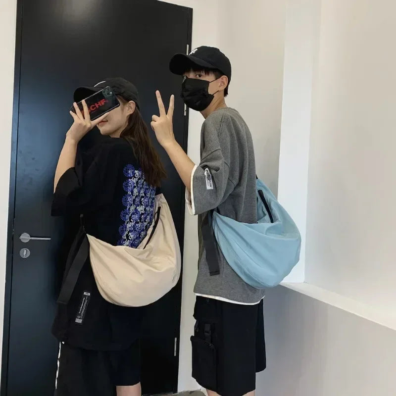 Bolsa Crossbody Unisex de Gran Capacidad, Estilo Harajuku Japonés, Impermeable, con Cierre de Cremallera para Viajes y Uso Diario