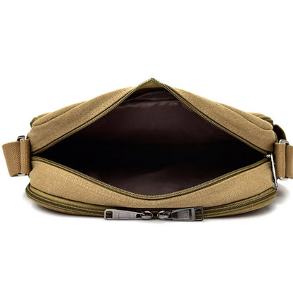 Bolsa de Lona Vintage para Hombre, Bolso Mensajero Multifuncional de Viaje, Bandolera Casual, Estilo Urbano y Ligero
