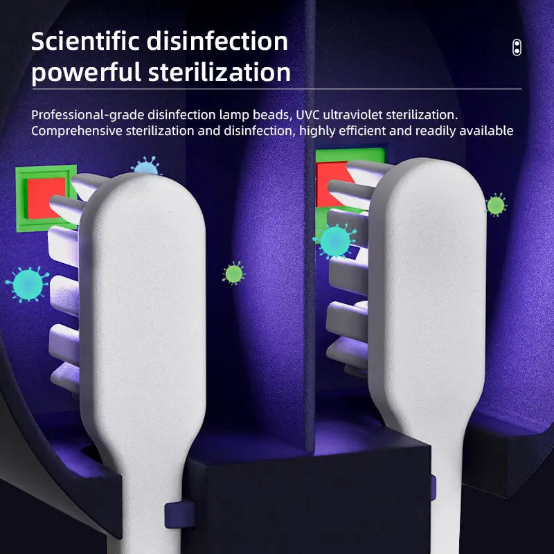Mini esterilizador de cepillo de dientes de viaje recargable portátil, interruptor de inducción con pantalla de carga, estuche esterilizador de cepillo de dientes UV