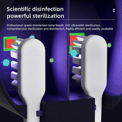 Mini esterilizador de cepillo de dientes de viaje recargable portátil, interruptor de inducción con pantalla de carga, estuche esterilizador de cepillo de dientes UV