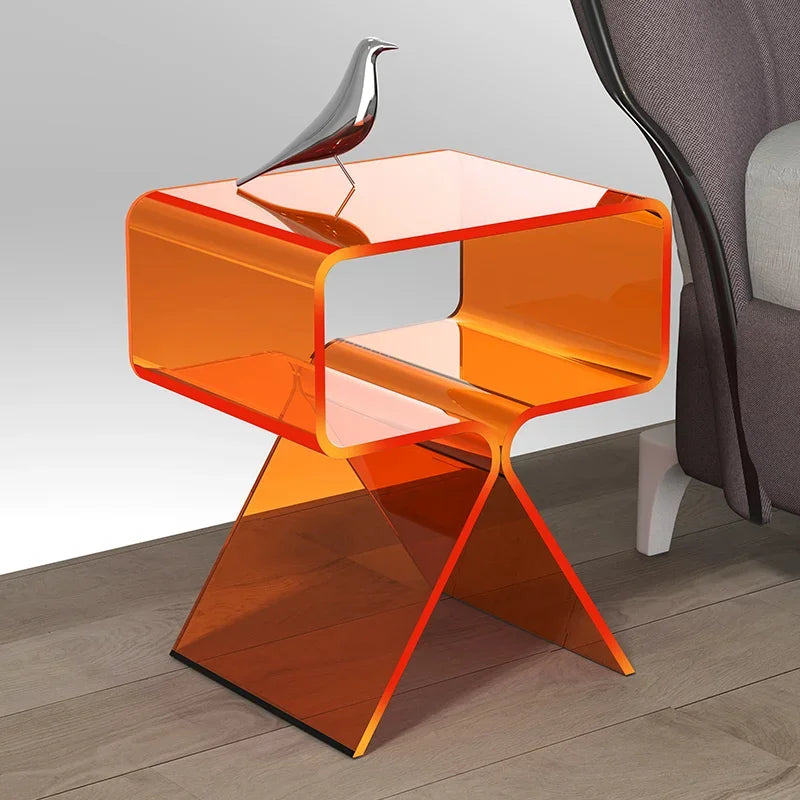 Mesa Auxiliar de Sofá Transparente de Acrílico - Mesita de Noche Moderna para Sala de Estar y Diseño de Esquina