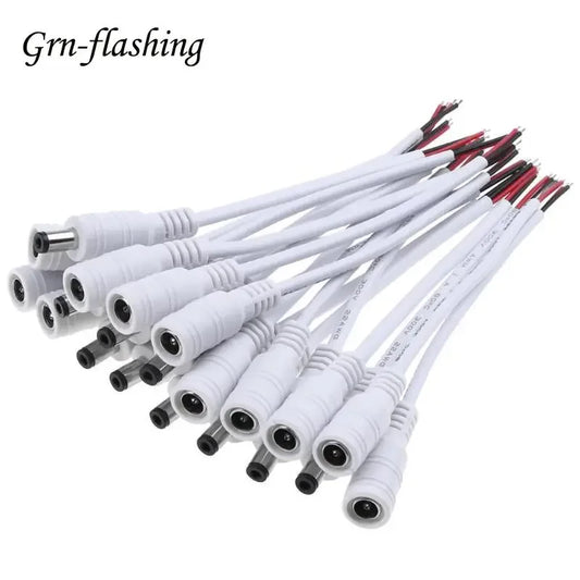 Conector de Cable DC 5.5x2.1mm - Adaptador de Alimentación Male/Female para CCTV y Tiras LED (1/5/10 Pcs)