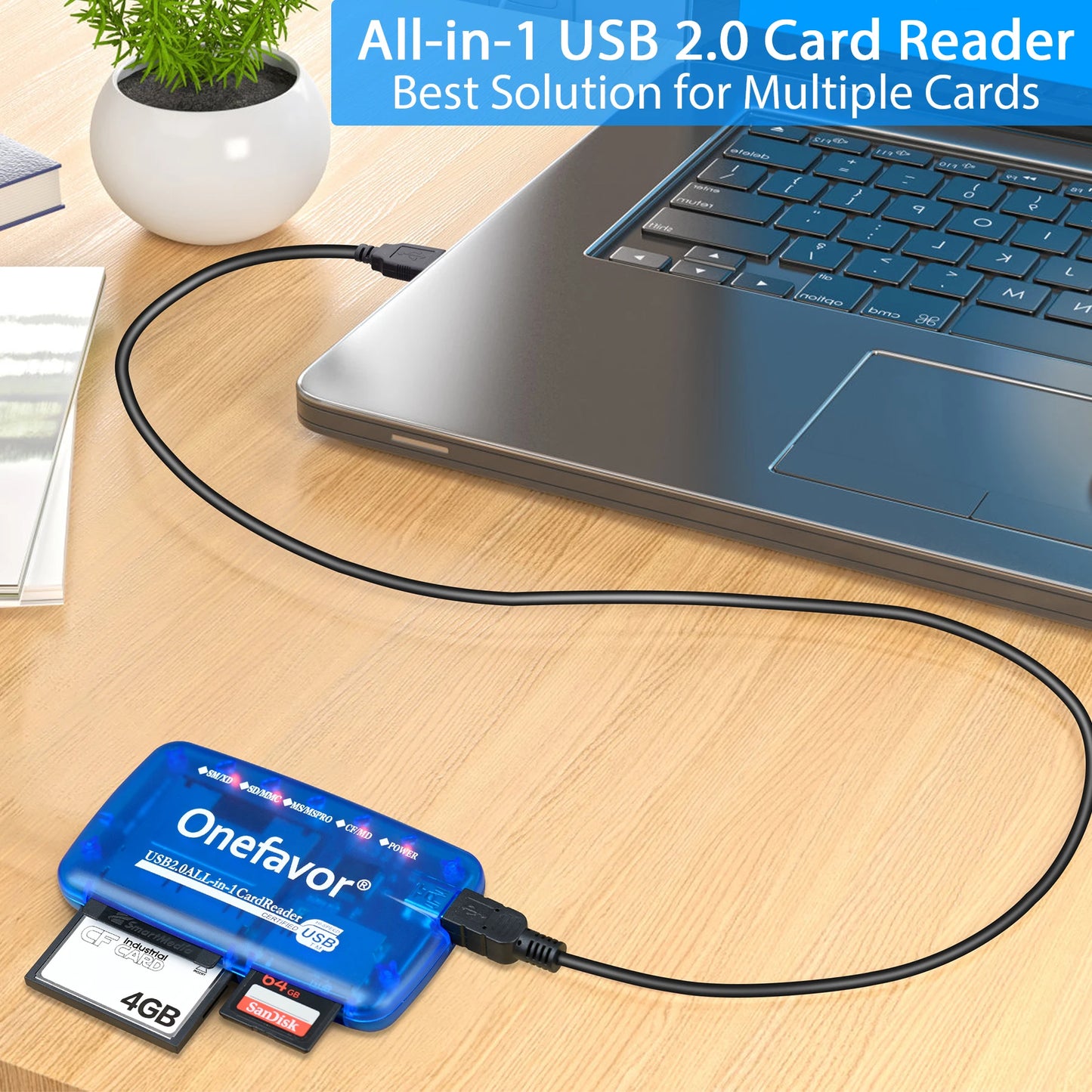 Lector de Tarjetas de Memoria Portátil USB 2.0 Todo en Uno para SM, SD, MMC y Memory Stick | Alta Velocidad